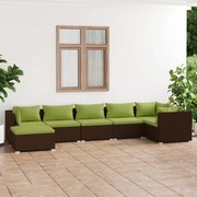 vidaXL 7-delige Loungeset met kussens poly rattan bruin