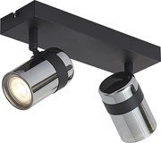 Plafondspot zwart met smoke glas 2-lichts draai- en kantelbaar - Gianni