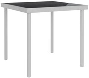 vidaXL Tuintafel 80x80x72 cm glas en staal lichtgrijs