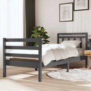 vidaXL Bedframe massief hout grijs 75x190 cm 2FT6 Small Single