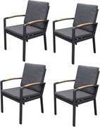 Costa Rica dining tuinstoel aluminium antraciet set van 4