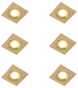 Buitenlamp Set van 6 Moderne inbouwspot goud vierkant IP44 - Xena GU10 IP44 Buitenverlichting Lamp
