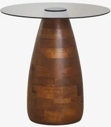 Ronde Bijzettafel Ø50 Cm Van Gehard Glas Mariana Donker Handvat Hout - Sklum