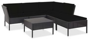 vidaXL 6-delige Loungeset met kussens poly rattan zwart