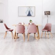 vidaXL Eetkamerstoelen 6 st fluweel roze