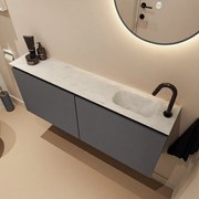 Mondiaz Ture DLux toiletmeubel 120cm dark grey met wastafel opalo rechts met kraangat