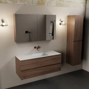 Mondiaz Aivy badmeubel 120cm mocha met wastafel solid surface talc midden zonder kraangat en spiegelkast