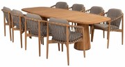 4 Seasons Outdoor Nora tuinset naturel teak met Capri tafel 280 x 110 cm SALE  Tuinset    beige weerbestendig
