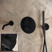 Saniclear Nero Curved inbouw badkraan rond zwart mat