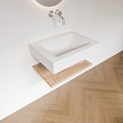 Zaro Alan badmeubel 60cm met planchet washed oak en vrijhangende wastafel cloud midden zonder kraangat talc