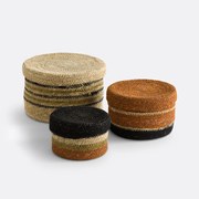 Set van 3 manden met deksel, in herbarium, Saski