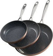 VEVOR Koekenpannenset 3-delig (20 / 27 / 30 cm), Stevige aluminium koekenpannen (antiaanbaklaag), Kookpan Keuken Kookgerei Geschikt voor Gas Elektrisch Inductie Grijs