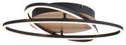 Plafondlamp zwart met walnoot hout incl. LED 3-staps dimbaar 2-lichts - Kane Modern rond Binnenverlichting Lamp