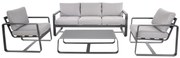 Lesli Living  Stoel-Bank Loungeset - Belezza - Aluminium - Antraciet - Lesli Living
