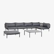 Tuinset Met 5-delige Modulaire Hoekbank, Salontafel En Poef Van Roubly Staal Grijs – Grafiet - Sklum