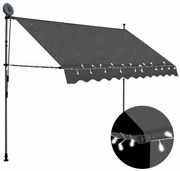 vidaXL Luifel handmatig uitschuifbaar met LED 250 cm antracietkleurig