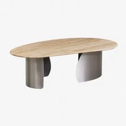 Vayet Salontafel 120x70 Cm In Travertijn En Roestvrij Staal Travertine - Sklum