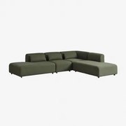 4-delige Modulaire Hoekbank Met Dubbele Chaise Longue Fogler Chenille Groen – Salie - Sklum