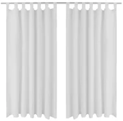 vidaXL Micro-Satijnen Gordijnen met Ringen 140 x 225 cm 2 stuks (Wit)