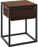 Goossens Nachtkastje Ord, Metaal ral 9005 zwart, met lade en bovenblad massief eik, 40 x 35 x 57 cm hoog