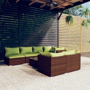 vidaXL 8-delige Loungeset met kussens poly rattan bruin