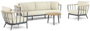 Stoel en Bank Loungeset 5 personen Aluminium/Teak Grijs  Apple Bee Condor/Montana