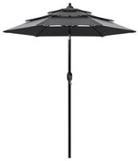 vidaXL Parasol 3-laags met aluminium paal 2 m antracietkleurig