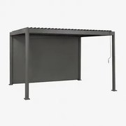 Bioclimatische Aluminium Pergola Met Lamellen En Zijscherm Druvia Grijs – Grafiet & Pergola Van 3x4 M Met 1 Zonnescherm Van 4 M - Sklum