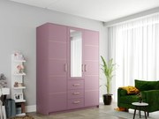 Kledingkast Rosa, Paars, 200x147x58cm, 131 kg, Kledingkast deuren: Met scharnieren, Aantal planken: 5, Aantal planken: 5