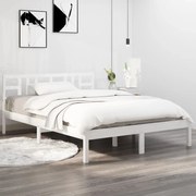 vidaXL Bedframe massief hout wit 150x200 cm 5FT King Size