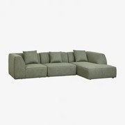 Cardea Gestoffeerde 3-delige Chaise Longue Modulaire Bank Aan De Rechterkant Bouclé Groen – Salie - Sklum