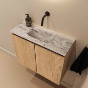 Mondiaz Ture DLux toiletmeubel 60cm washed oak met wastafel glace midden zonder kraangat