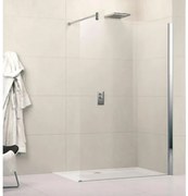 Novellini Lunes inloopdouche H 118 120x195cm met muursteun 100cm mat chroom profiel en helder glas LUNESH1201B LUNESH1201B