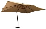 vidaXL Zweefparasol met houten paal 400x300 cm taupe