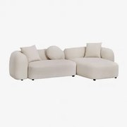 2-delige Modulaire Chaise Longue-bank Rechts, In Coco Chenille Dikke Chenille Wit - Sklum
