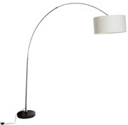 Booglamp staal stoffen kap wit 50 cm - XXL Modern E27 Binnenverlichting Lamp