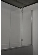 Aquaconcept Xower 2 delige badwand 1200x1500 mm helder veiligheidsglas 6 mm aluminium chroom profiel omkeerbaar met liftsysteem 180 graden draaibaar X24.001.000.011