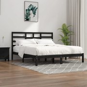 vidaXL Bedframe massief hout zwart 180x200 cm 6FT Super King