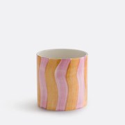 Bloempot met strepen van geglazuurd keramiek, diameter 14 cm, TOUMA