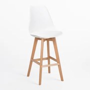 Nordic Hoge Kruk Met Kunstleren Kussen Wit & ↑75 Cm - Sklum