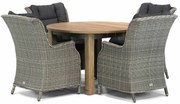 Tuinset Ronde Tuintafel 4 personen 120 cm Wicker Grijs Garden Collections Aberdeen/Brighton
