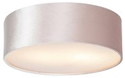 Stoffen Moderne plafondlamp roze 30 cm met gouden binnenkant - Drum Modern E27 cilinder / rond Binnenverlichting Lamp