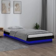 vidaXL Bedframe LED massief hout zwart 90x200 cm