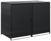 vidaXL Containerberging dubbel 148x80x111 cm poly rattan zwart