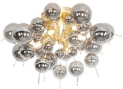 Design plafondlamp messing met smoke glas 4-lichts - Explode