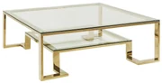 Kare Design Gold Rush Gouden Salontafel Met Glas - 120 X 120cm.