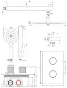 Brauer Copper Carving complete inbouw regendouche set 32 met 30cm douchekop, rechte muurarm en 3 standen handdouche geborsteld koper PVD