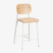 Hoge Kruk 65 Cm In Eikenfineer And Gardenia Wit - Sklum