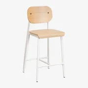 Hoge Kruk In Eikenfineer (67 Cm) En Gardenia Wit - Sklum