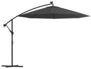 vidaXL Zweefparasol met LED-verlichting stalen paal 300 cm antraciet